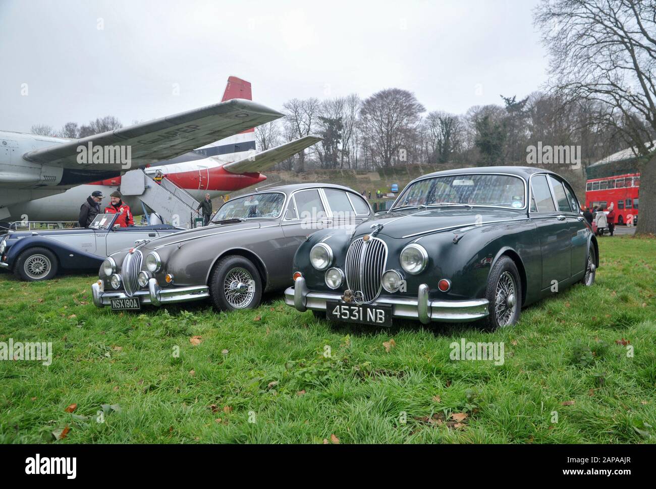 Brooklands New Years Day classic car meeting,  2015. Jaguar Mk2 Stock Photo