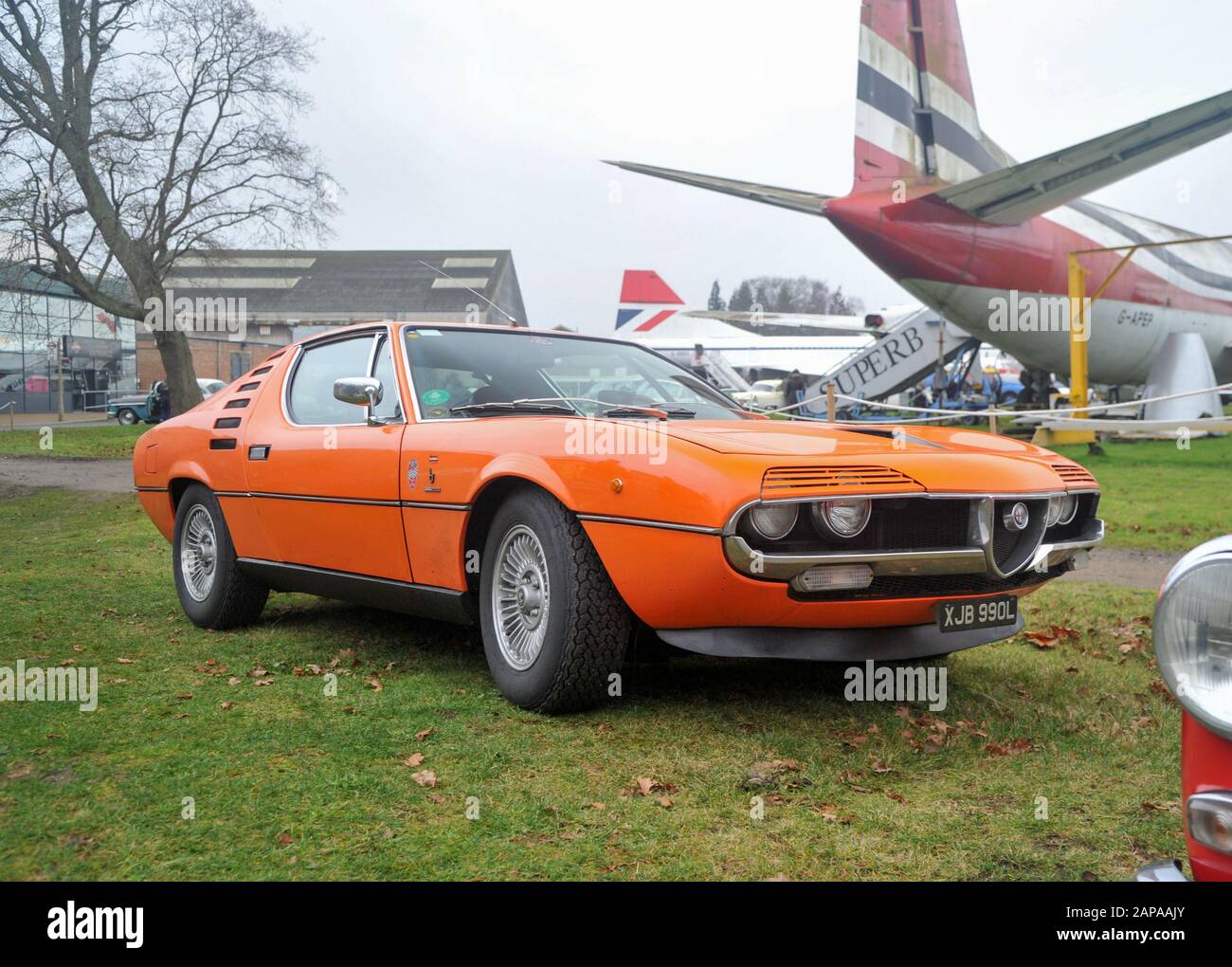 Brooklands New Years Day classic car meeting,  2015. Alfa Montreal Stock Photo
