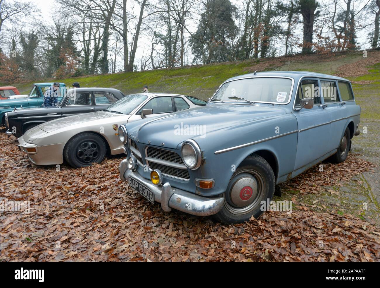 Brooklands New Years Day classic car meeting,  2015. Volvo Amazon estate Stock Photo