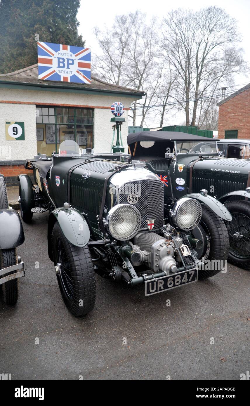 Brooklands New Years Day classic car meeting,  2015. Blower Bentley Stock Photo