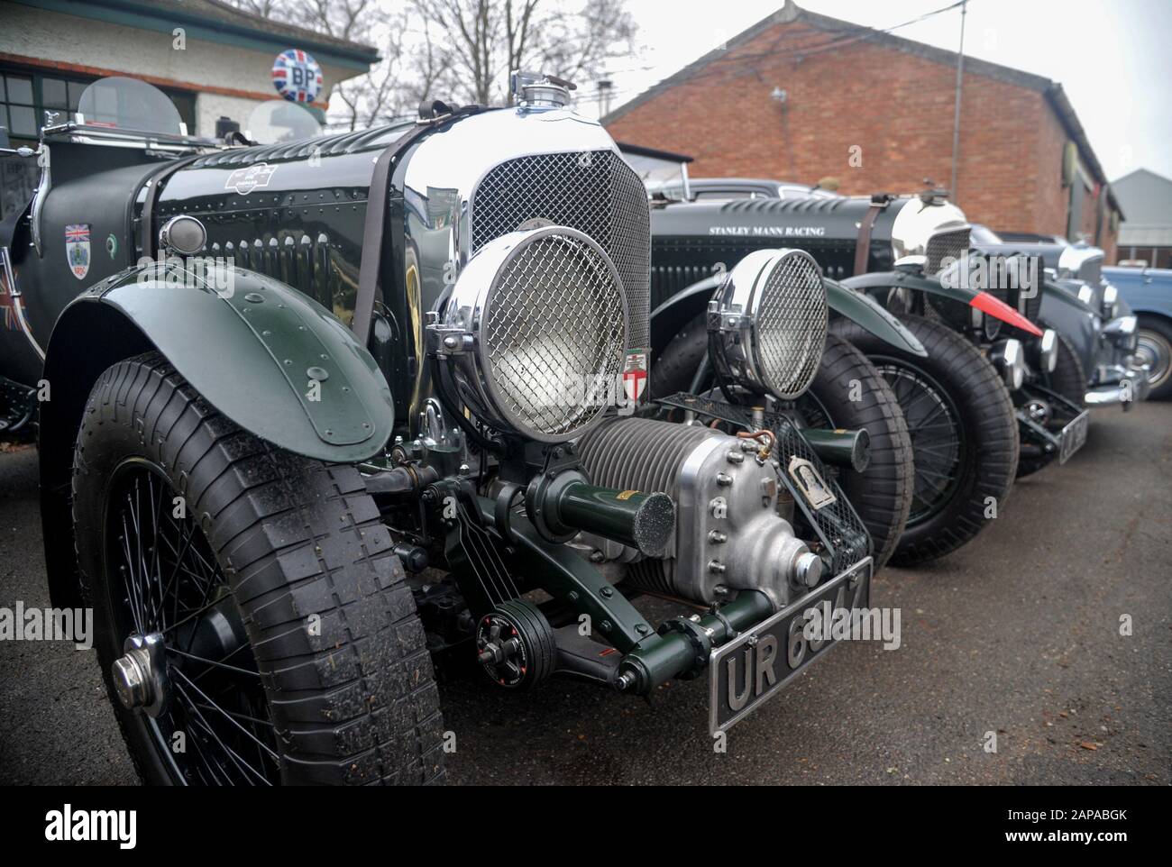 Brooklands New Years Day classic car meeting,  2015. Bentley blower Stock Photo