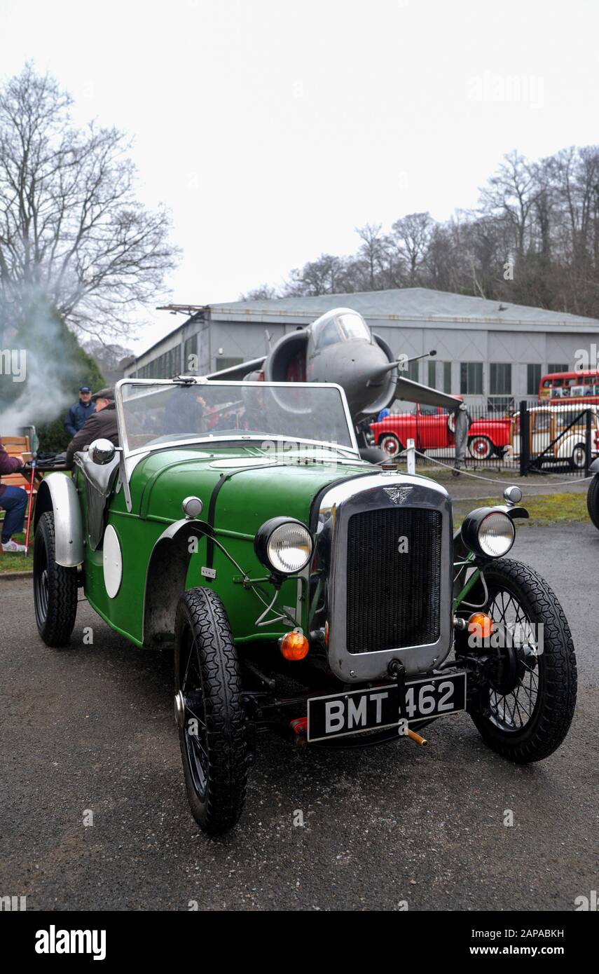 Brooklands New Years Day classic car meeting,  2015. Austin 7 Stock Photo