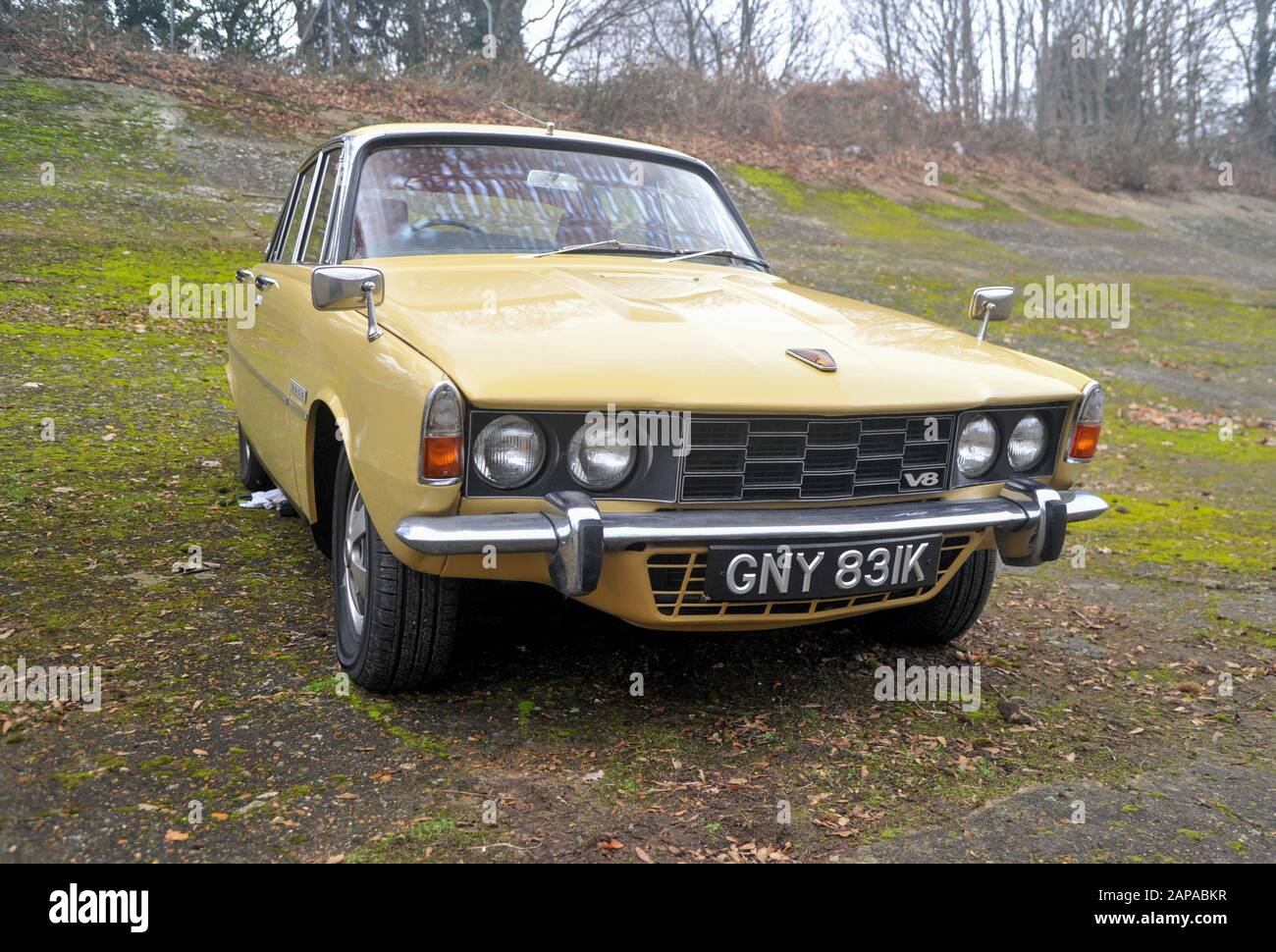 Brooklands New Years Day classic car meeting,  2015. Rover P6 3500 V8 Stock Photo