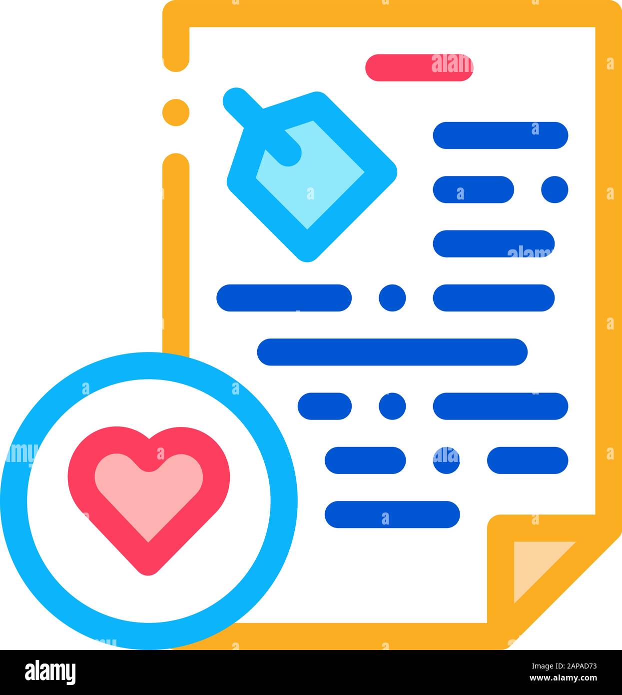 Document Heart Icon Vector Outline Illustration Stock Vector