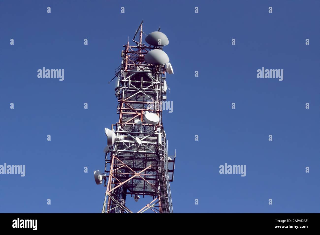 Close up mobile mast - cell site - cell tower - cellular base station Stock Photo