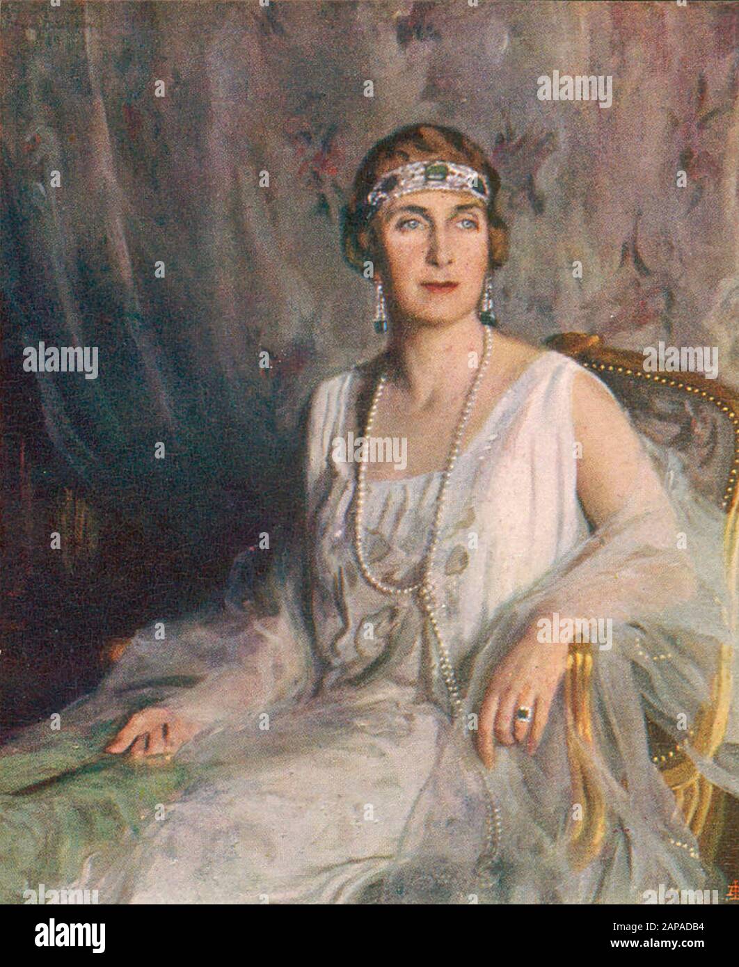VICTORIA EUGENIE OF BATTENBERG (1887-1969) Queen of Spain as wife of Alfonso XIII. Painted by Philip de László about 1920 Stock Photo