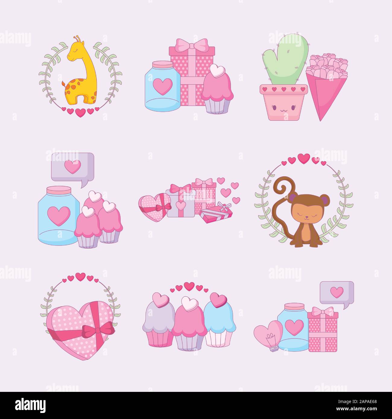 Icon set design of Love happy valentines day wedding passion romantic ...