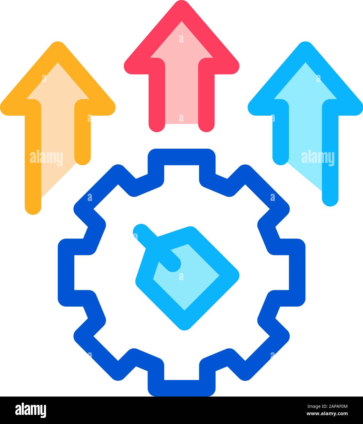 Gear Arrows Label Icon Vector Outline Illustration Stock Vector