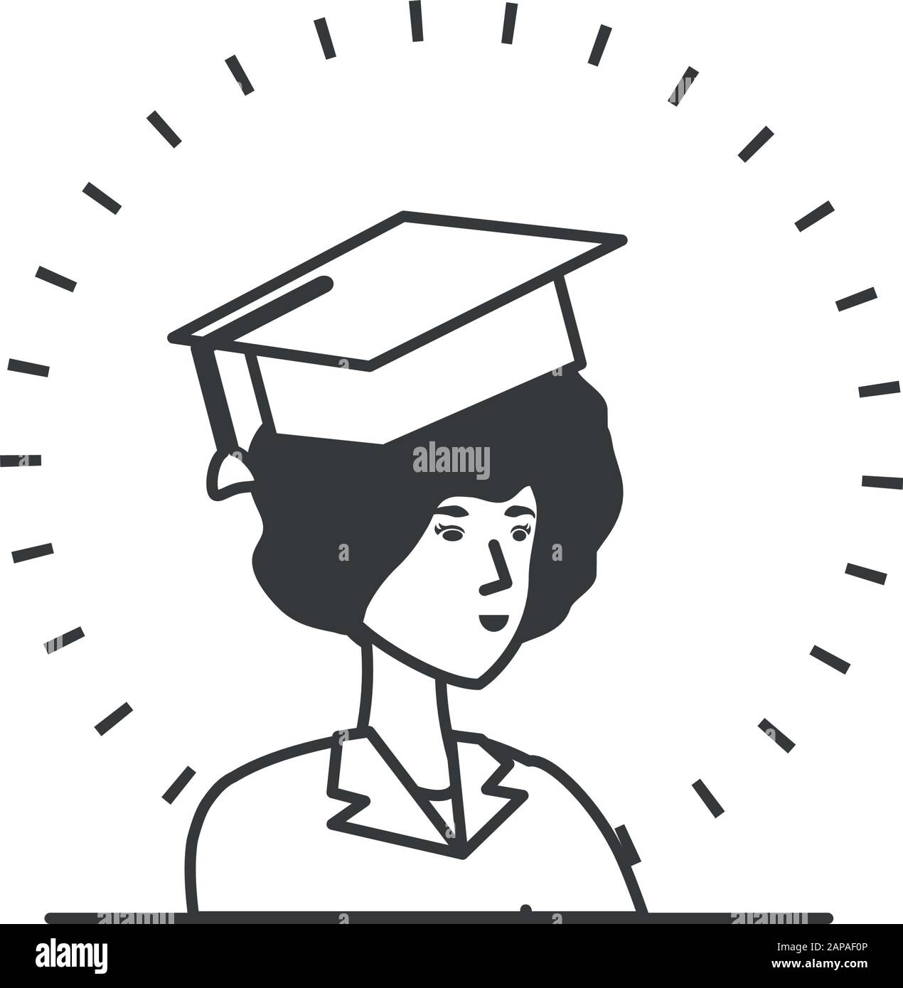 Cartoon school girl cap graduation Black and White Stock Photos ...