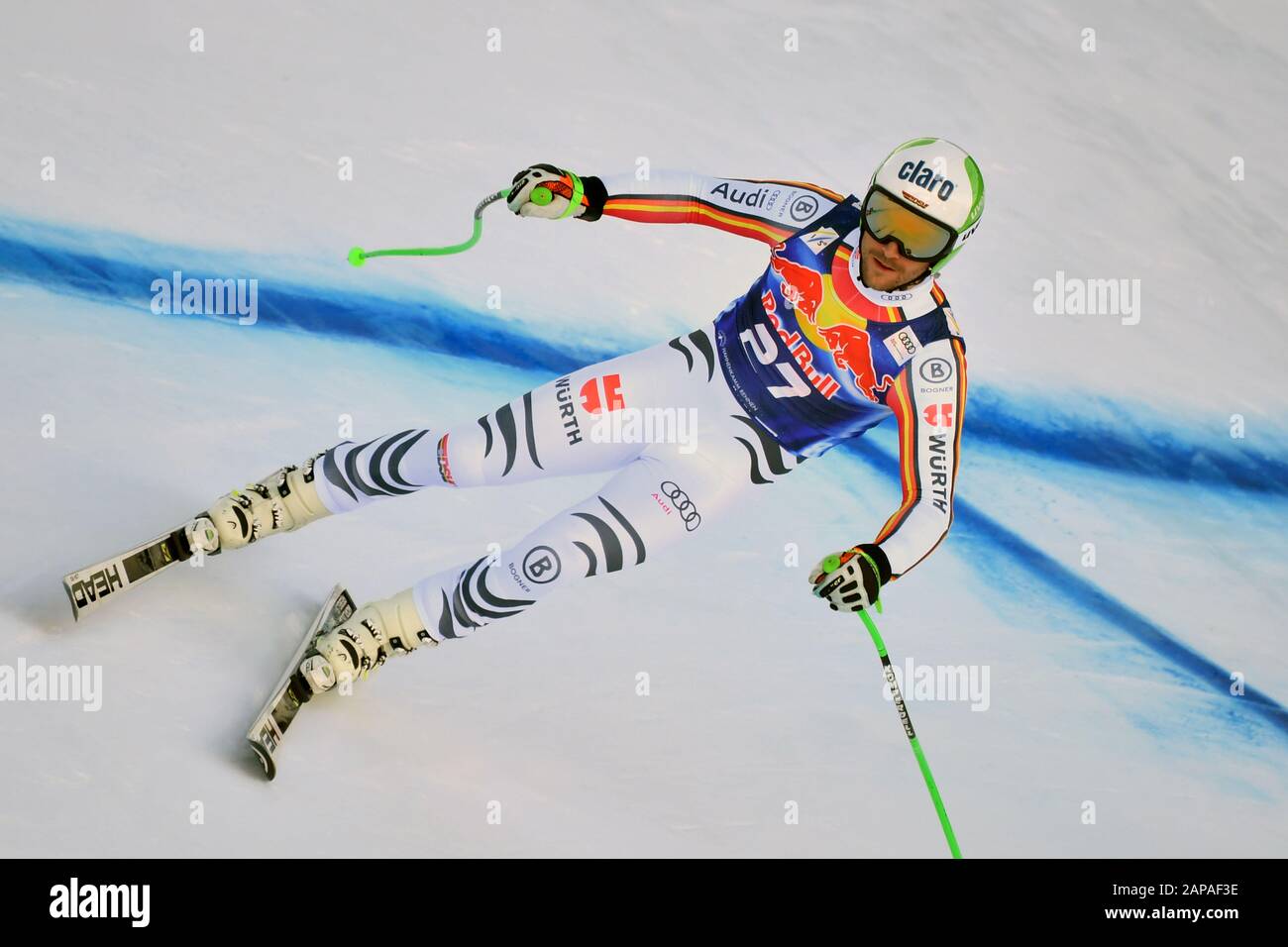 Dominik SCHWAIGER (GER), action, alpine skiing, training, 80. Hahnenkamm race 2020, Kitzbuehel