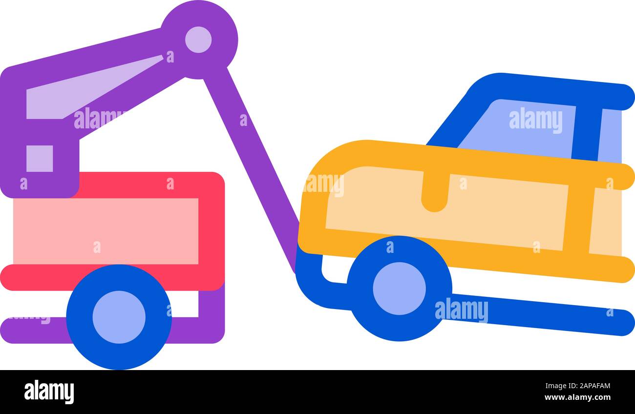 Towing Broken Car Icon Vector Outline Illustration Stock Vector
