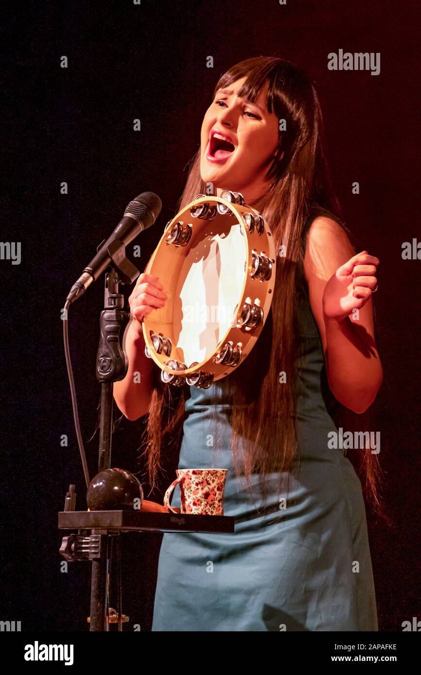 Samantha as Judith Durham in the tribute show "Sounds Like the Seekers" at the Hub in Verwood, Dorset UK on 1 March 2019 Stock Photo