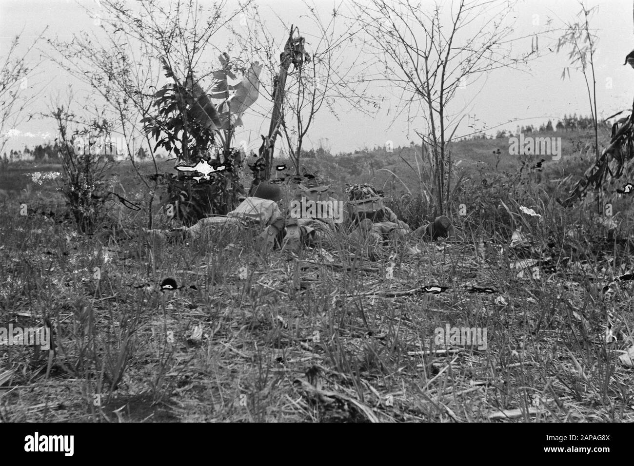 Exercises Connection Department Staff C-Division 7-December Description: Bandoeng. In the vicinity of Bandoeng, field exercises were held by the Liaison Service, using all available means, such as fighter and reconnaissance aircraft and radio sets Date: November 1948 Location: Indonesia, Dutch East Indies Stock Photo