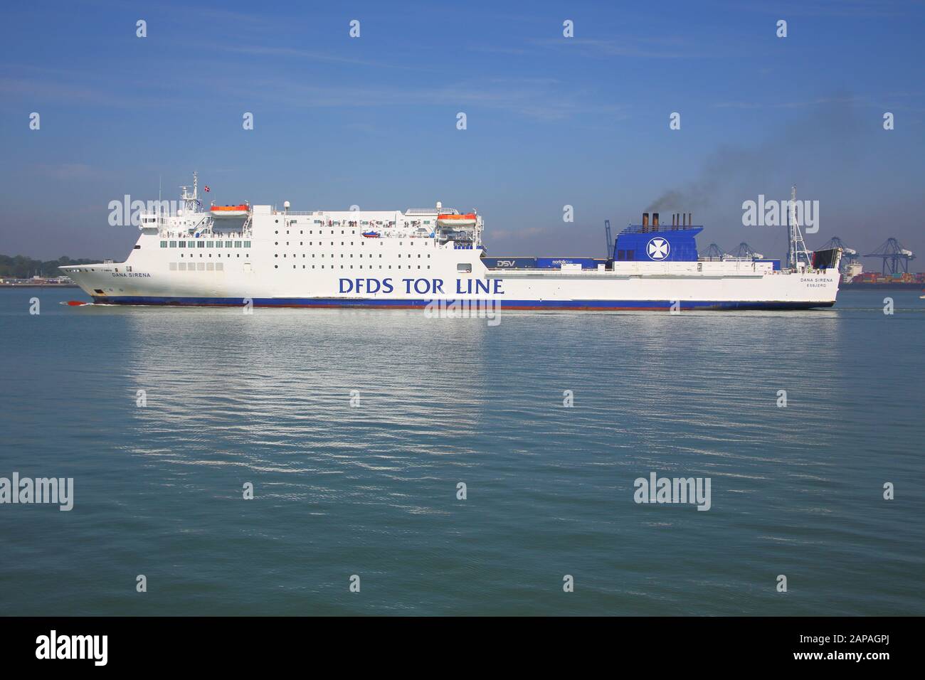 a dfds ferry arriving from Denmark into the port of harwich on the ...