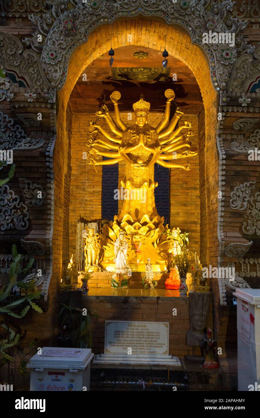 Temple interior Wat Lok Moli chiang Mai chiangmai Thailand Thai Stock Photo