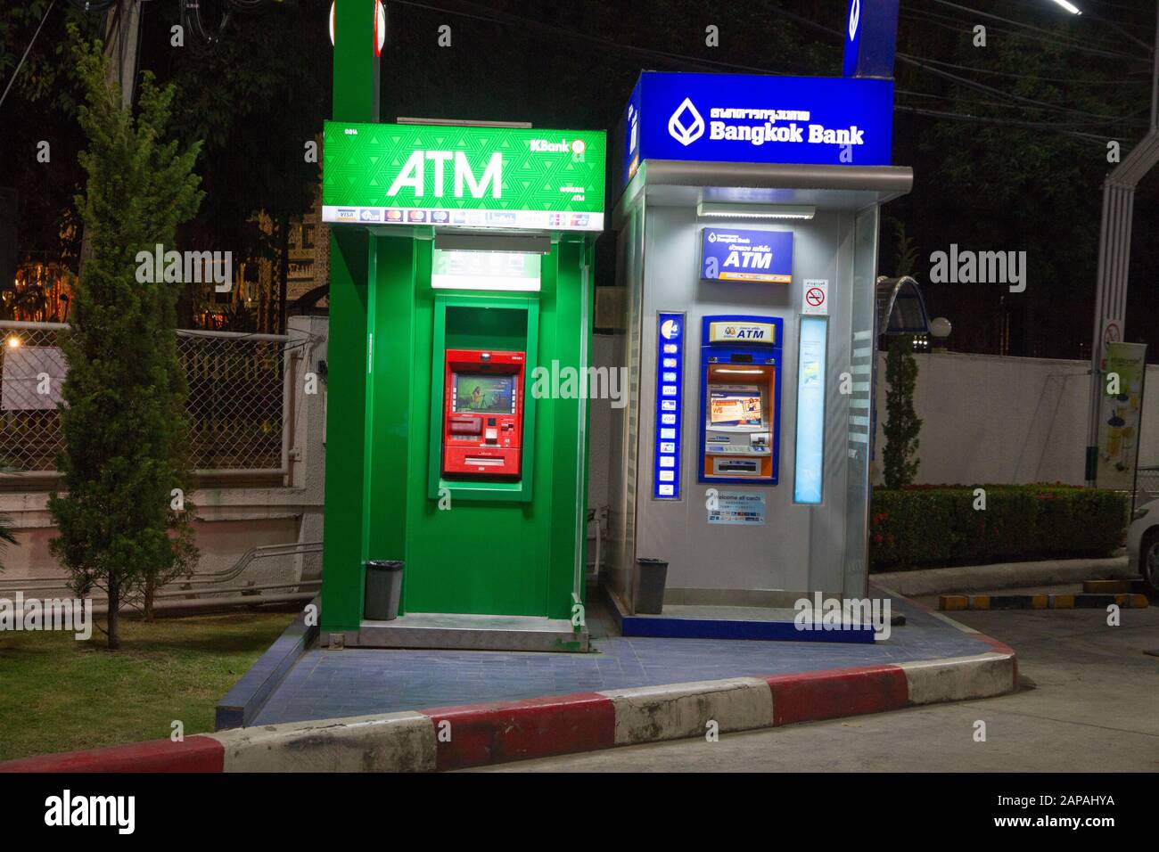 ATM machine in street, Chiang Mai Thailand Stock Photo