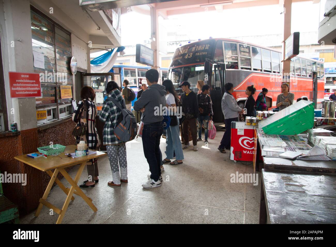 Bus station Chiang Mai chiangmai Thailand Thai Asia people Stock Photo
