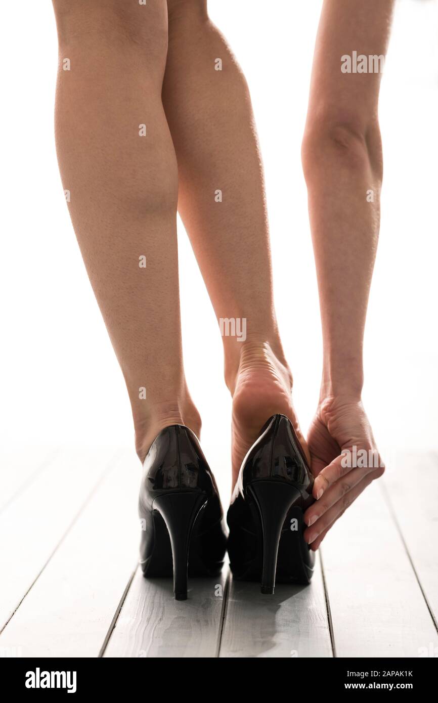 Woman in High Heels with Sore Feet Stock Photo Alamy
