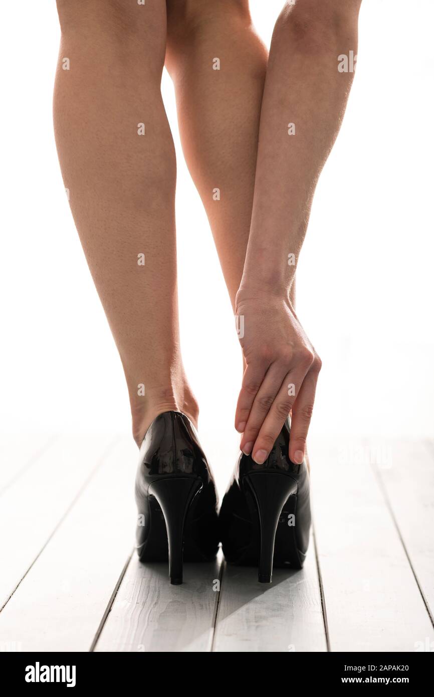 Woman in High Heels with Sore Feet Stock Photo Alamy