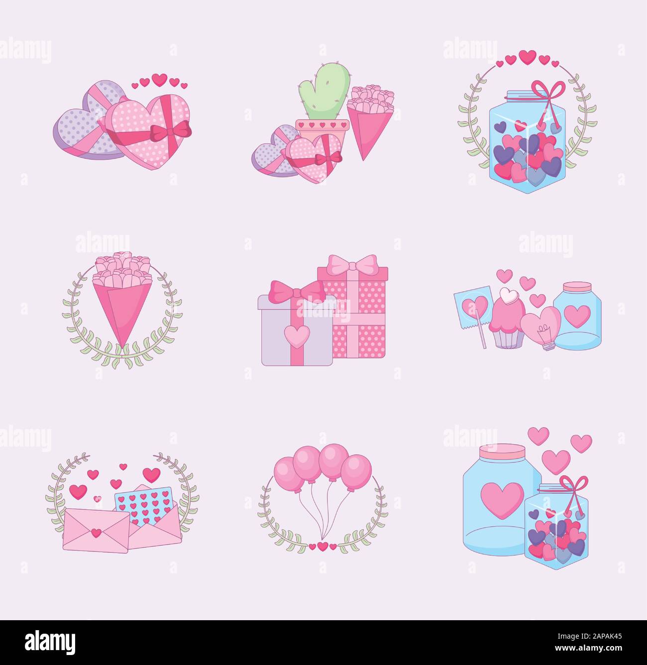 Icon set design of Love happy valentines day wedding passion romantic ...