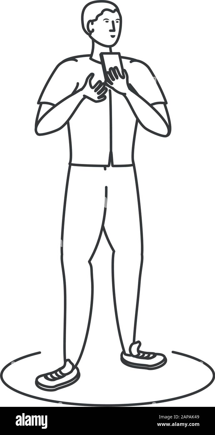 young man with smartphone character vector illustration design Stock ...