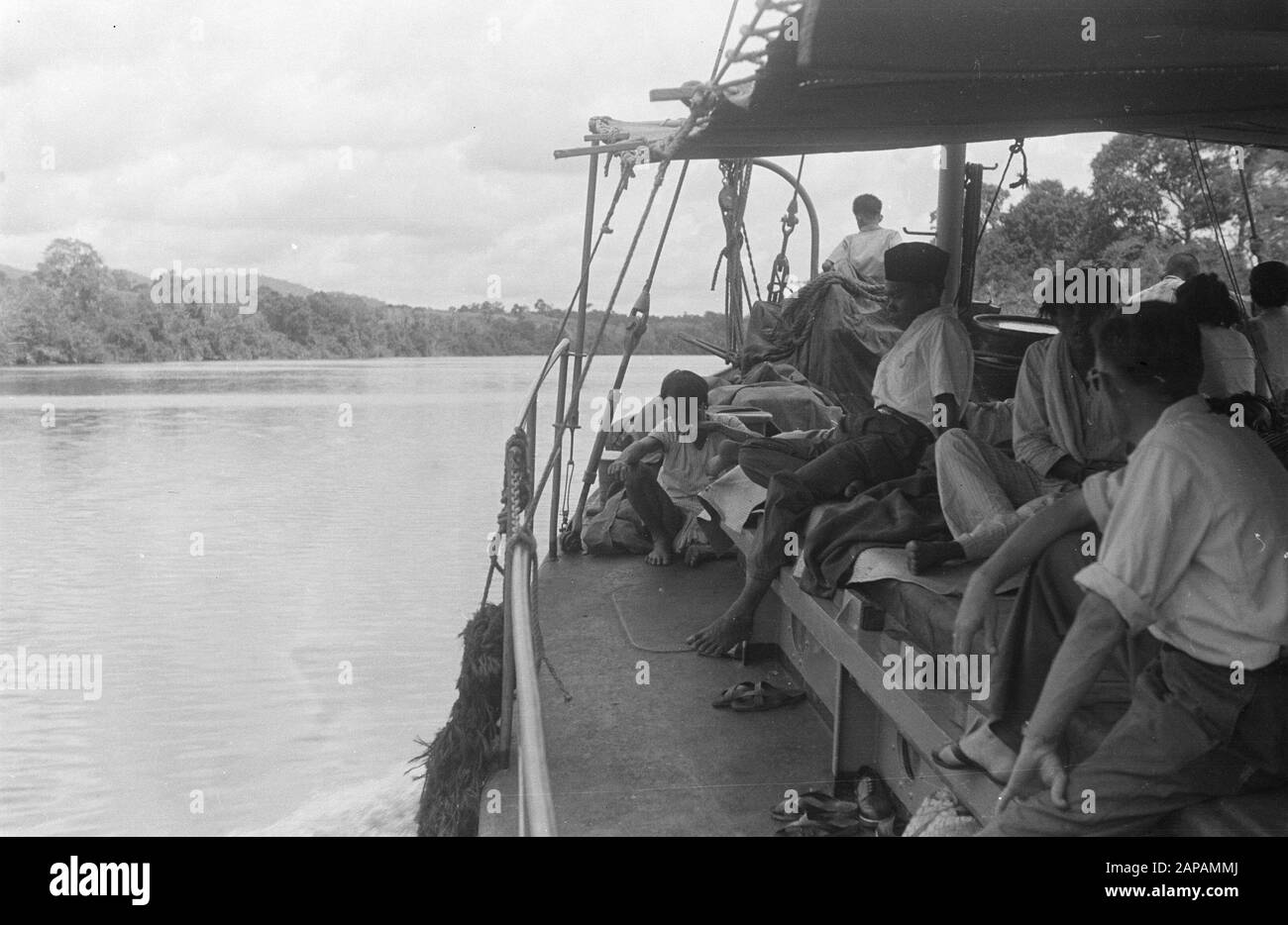Inland ship on river Date: 1947/01/01 Location: Indonesia, Dutch East Indies Stock Photo