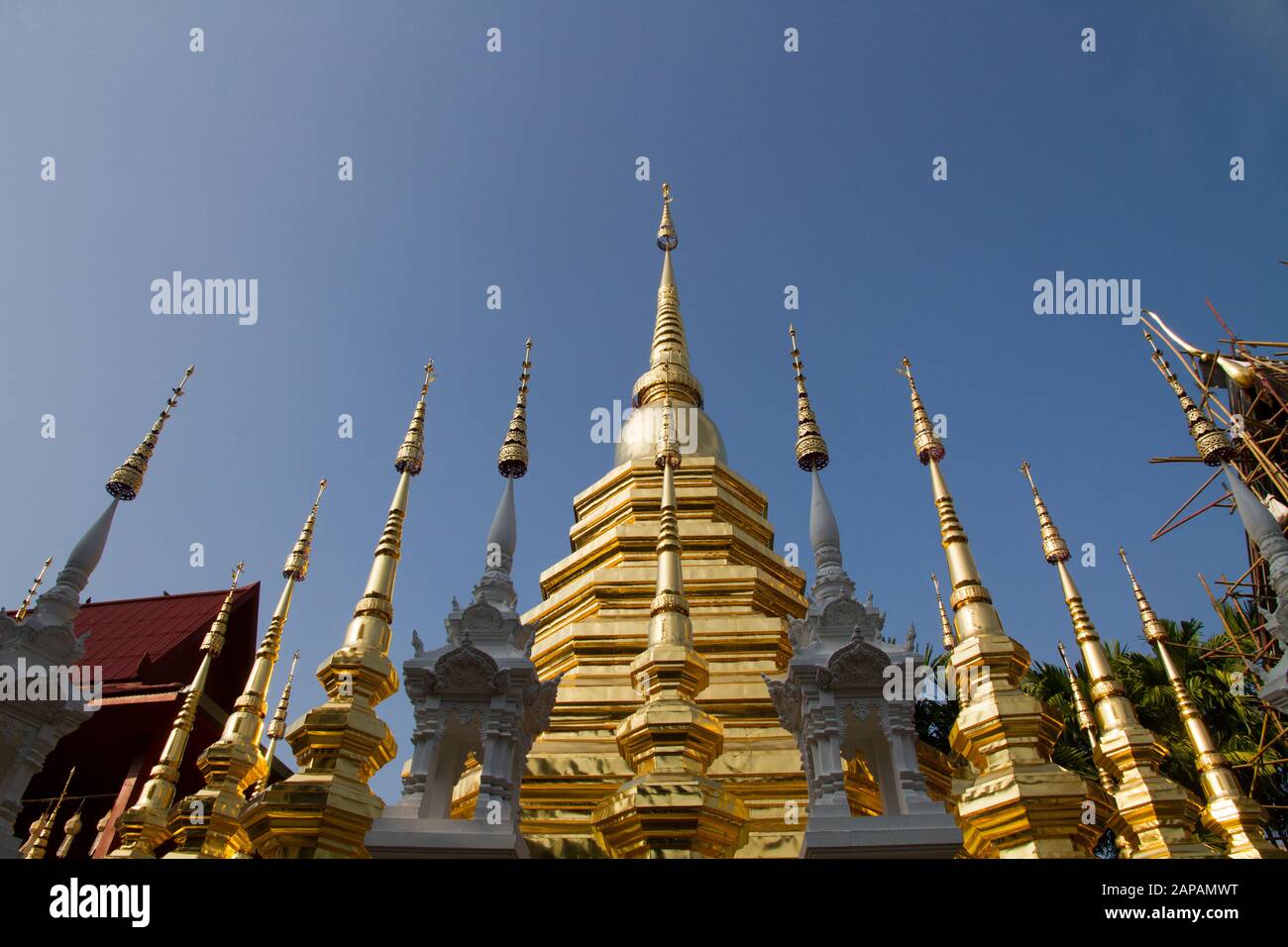 Thailand  temple Wat Muen Lan  temple roof decorations Thailand Chiang Mai,  roof decorations Stock Photo