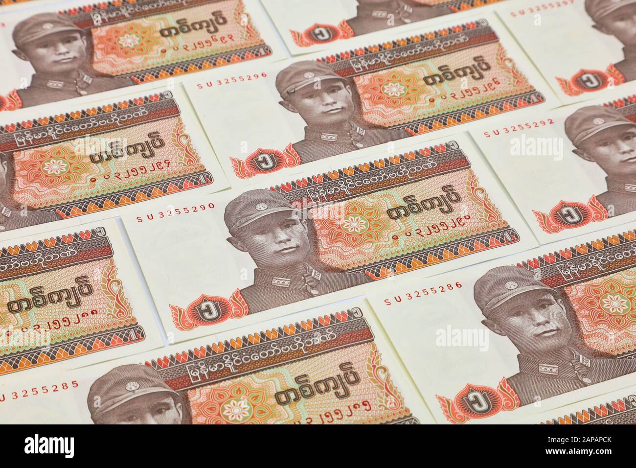 MANDALAY/MYANMAR - 07th January, 2020 : Myanmar Kyats Banknote, Money, Kyat Currency in Myanmar. Stock Photo