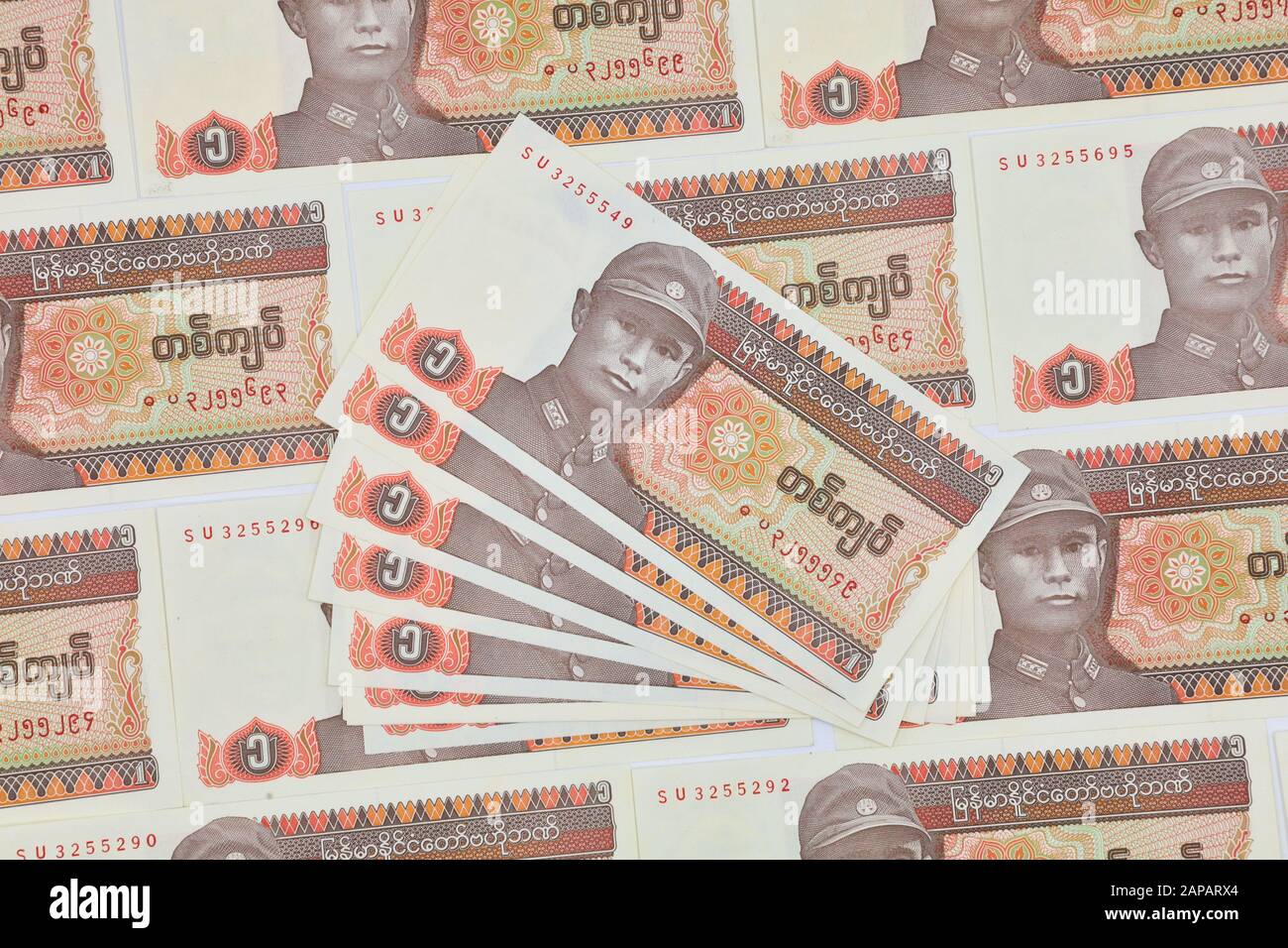 MANDALAY/MYANMAR - 07th January, 2020 : Myanmar Kyats Banknote, Money, Kyat Currency in Myanmar. Stock Photo