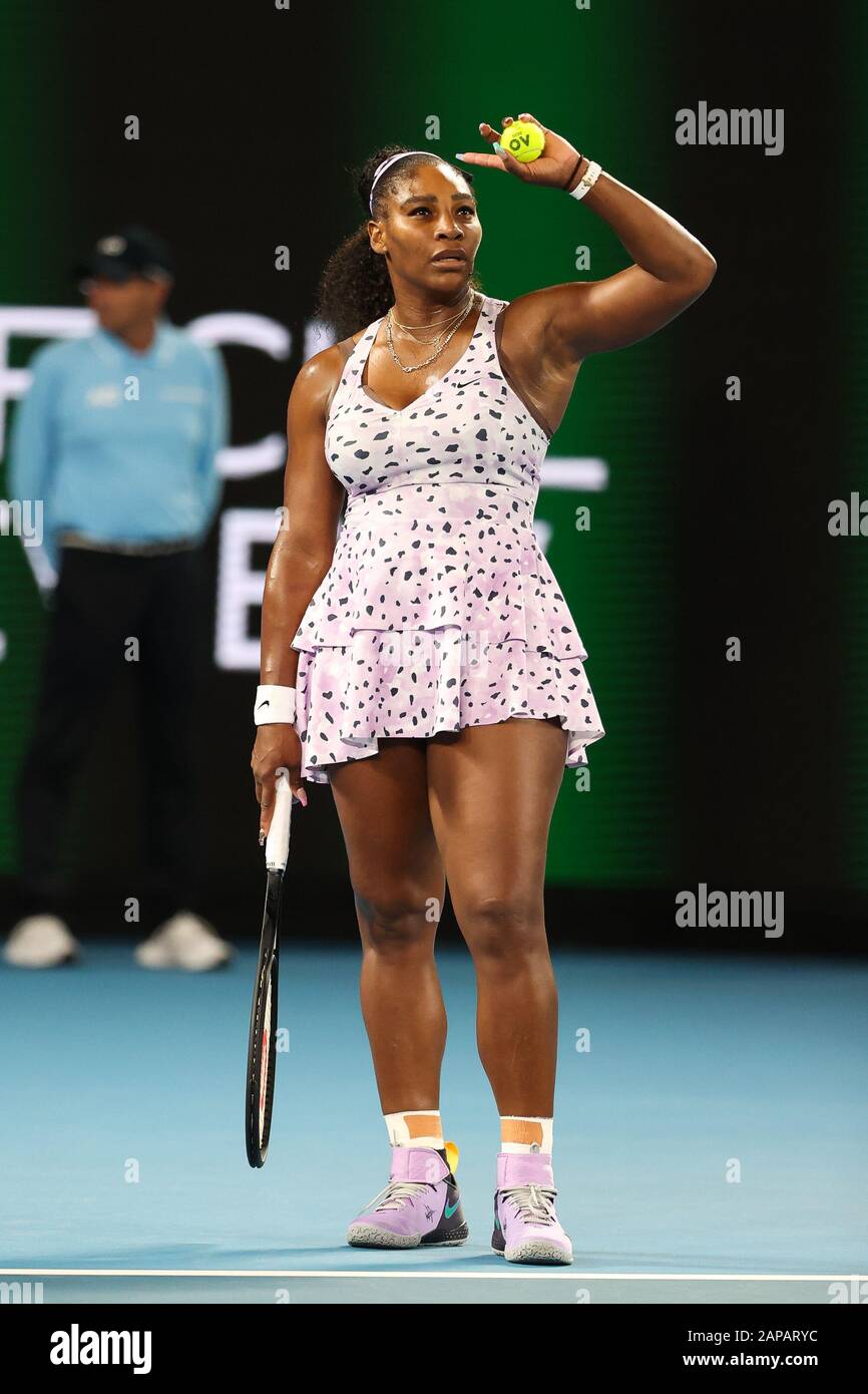 Melbourne, Australia. 22nd Jan, 2019. Serena Williams of USA wins during  the second round match at the ATP Australian Open 2020 at Melbourne Park,  Melbourne, Australia on 22 January 2020. Photo by