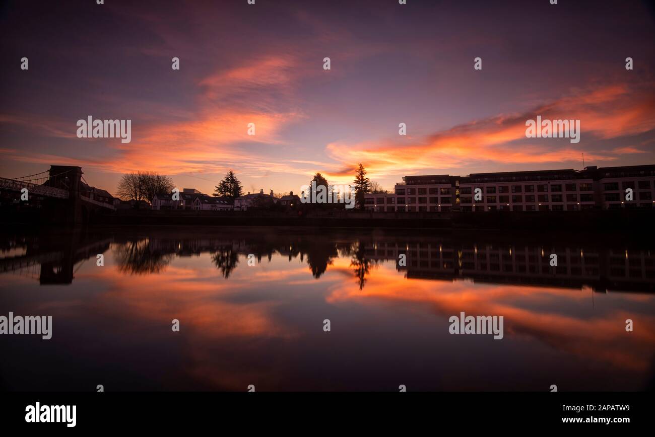 Sunrise reflections on the River Trent at Victoria Embankment