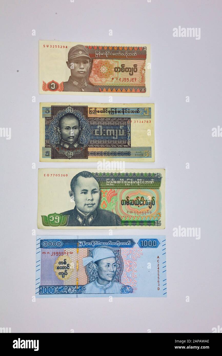 MANDALAY/MYANMAR - 07th January, 2020 : Myanmar Kyats Banknote, Money, Kyat Currency in Myanmar. Stock Photo