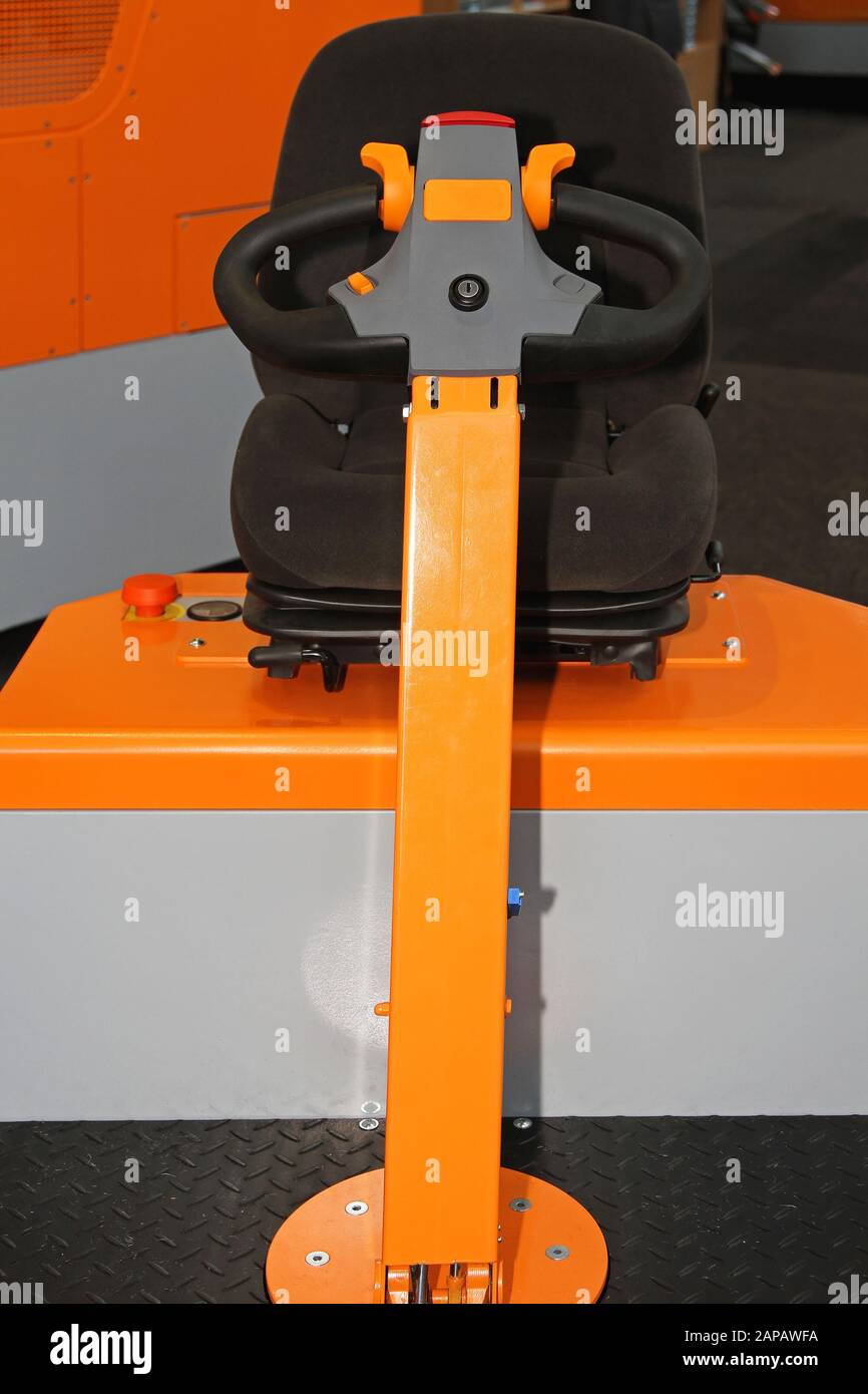 Small Electric Forklift Pallet Truck With Seat Stock Photo Alamy