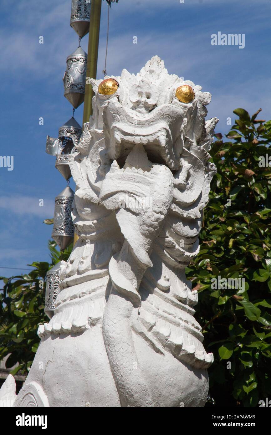Dragon statue Buddhist Mahawan temple, Chiang Mai, Thailand Asia Stock