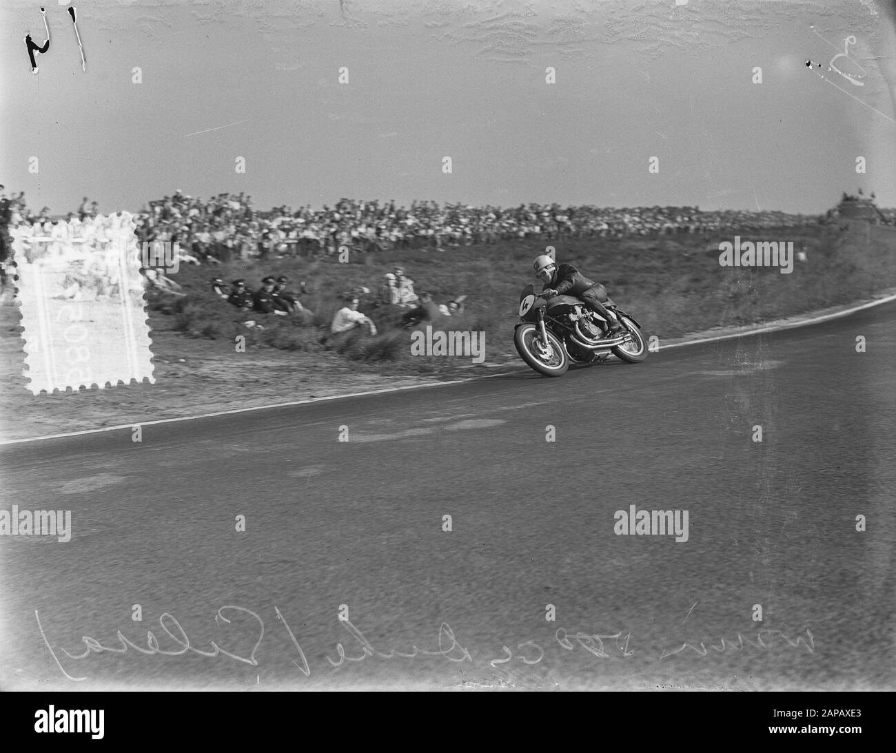 TT Assen 1953 Description: 500cc class. Winner Geoff Duke (England) at Gilera Date: June 28, 1953 Location: Assen Keywords: motorsport Person name: Duke Institution name: TT Stock Photo
