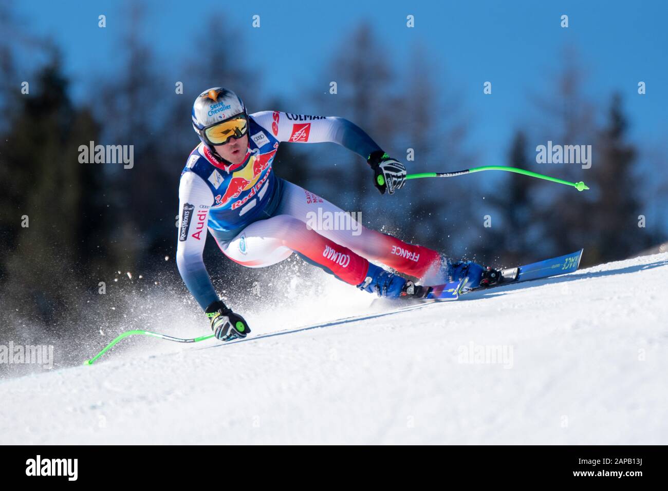 Nils Allegre of France at the Ski Alpin: 80. Hahnenkamm Race 2020 - Audi FIS Alpine Ski World Cup - Men's Downhill Training at the Streif on January 22, 2020 in Kitzbuehel, AUSTRIA. (Photo by Horst Ettensberger/ESPA-Images) Stock Photo