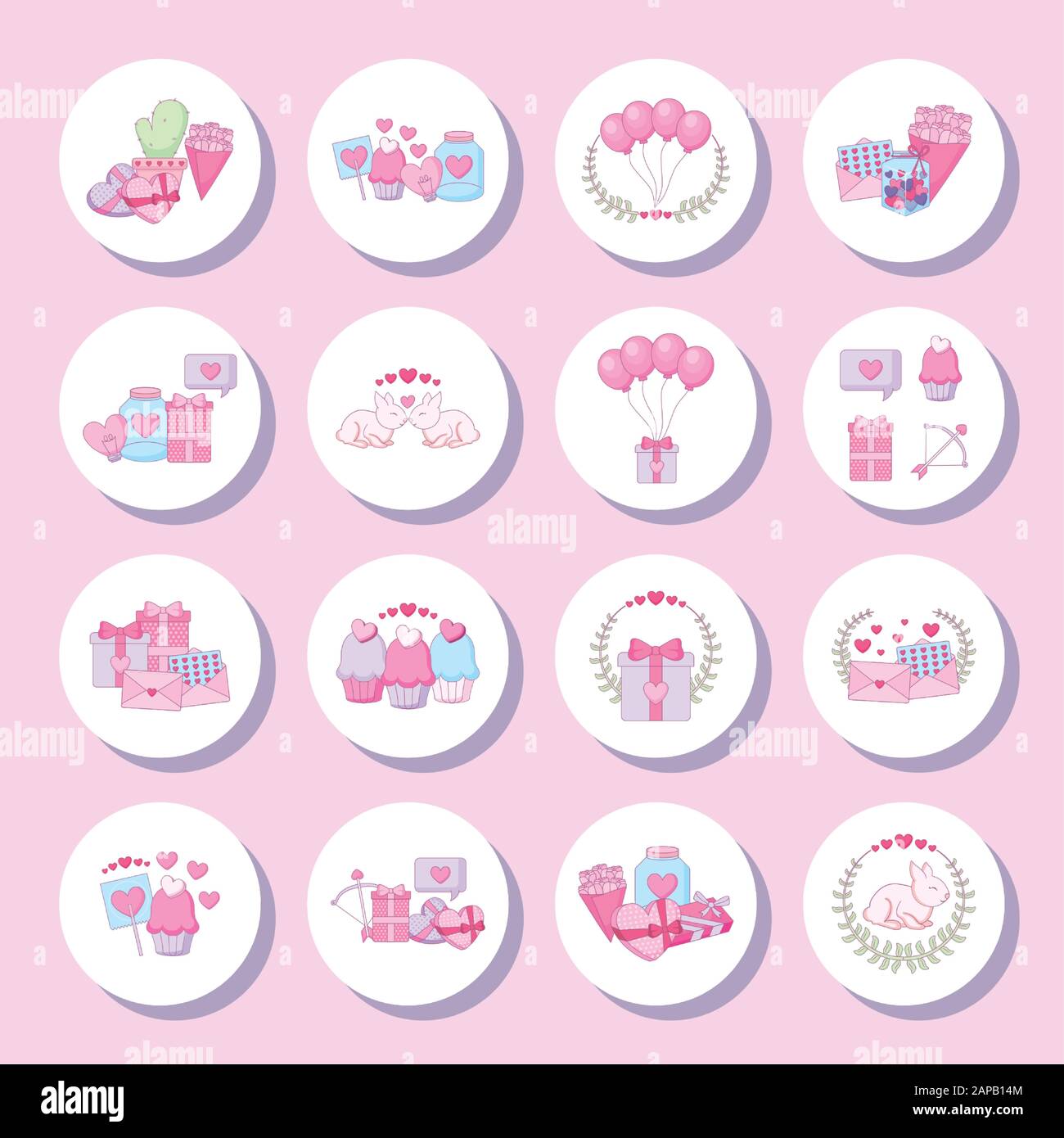Icon set design of Love happy valentines day wedding passion romantic ...