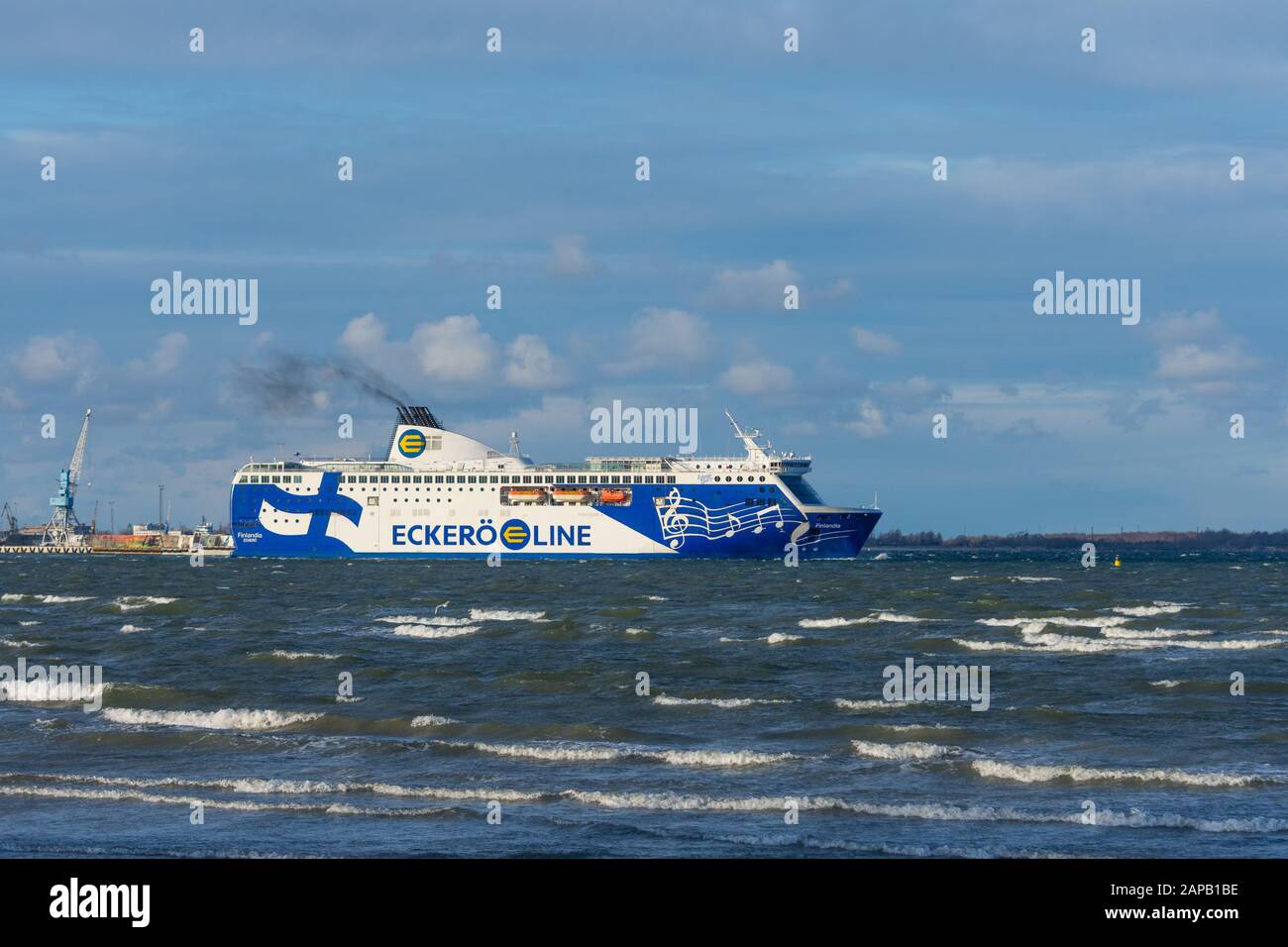 Cruiseferry Finlandia of Eckero Line departs to Tallinn. Russia, Estonia, November 30, 2011 Stock Photo