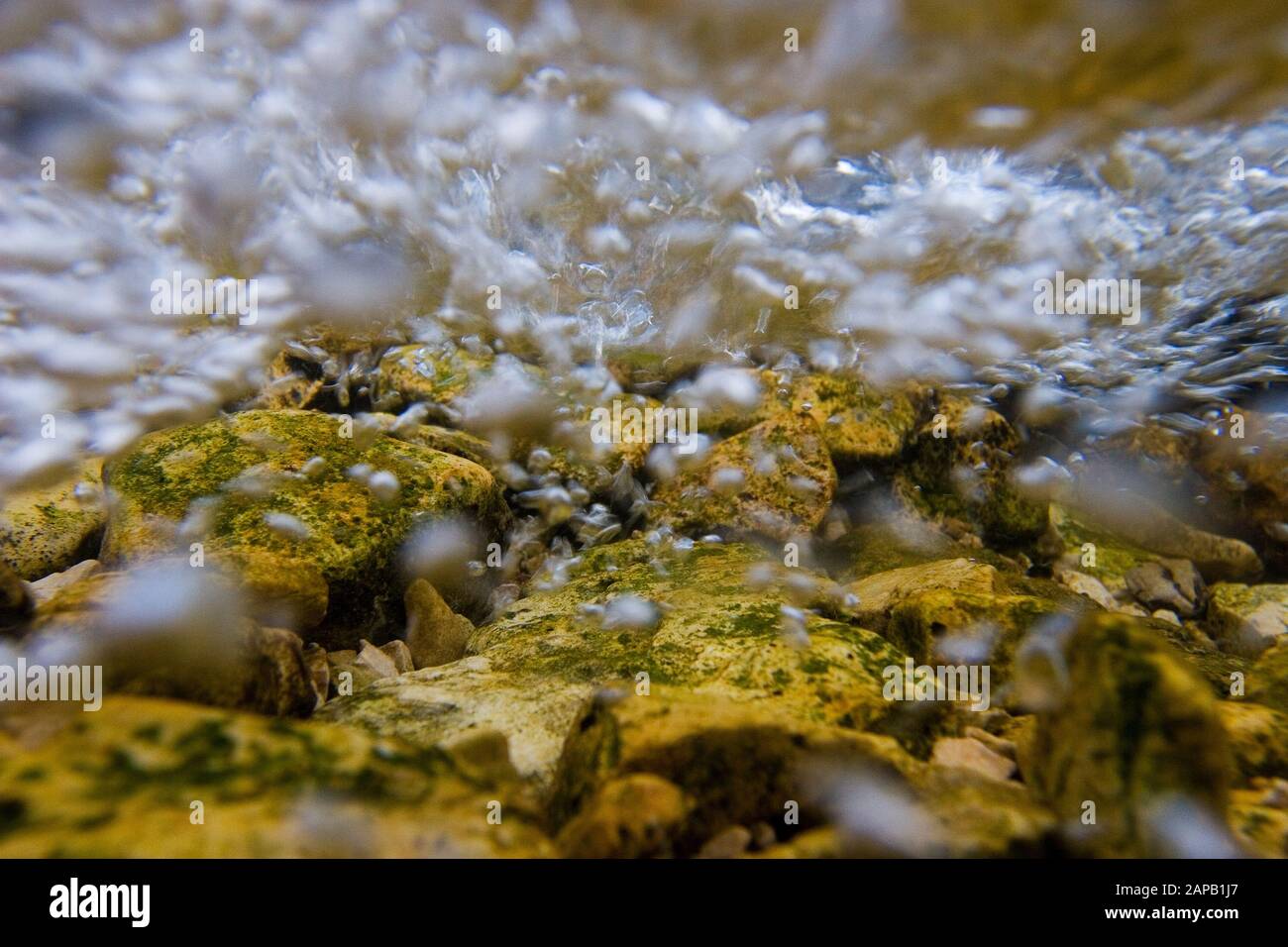 Rocky river bottom of the Licka Jesenica River Stock Photo