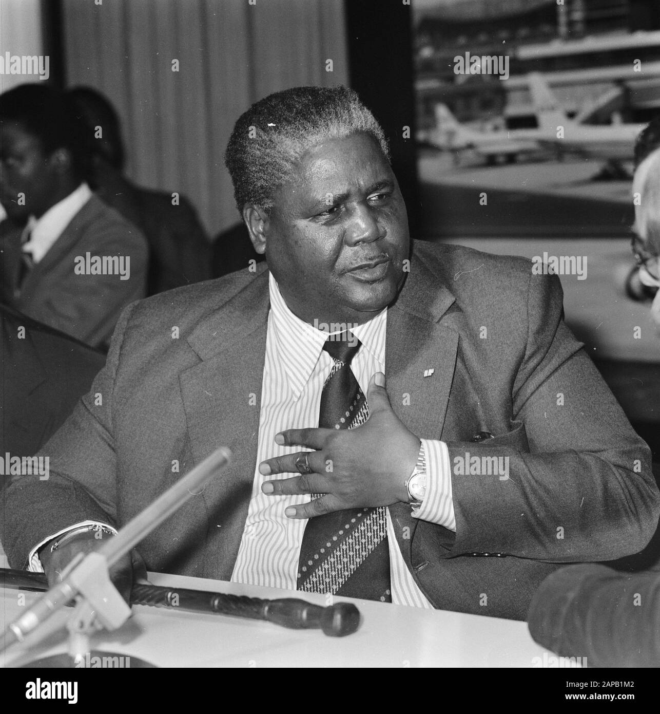 Arrival leader Rhodesian Patriotic Front, Joshua Nkomo (head) Date: April 18, 1978 Keywords: arrivals Person name: Joshua Nkomo Institution Name: Rhodesian Patriotic Front Stock Photo