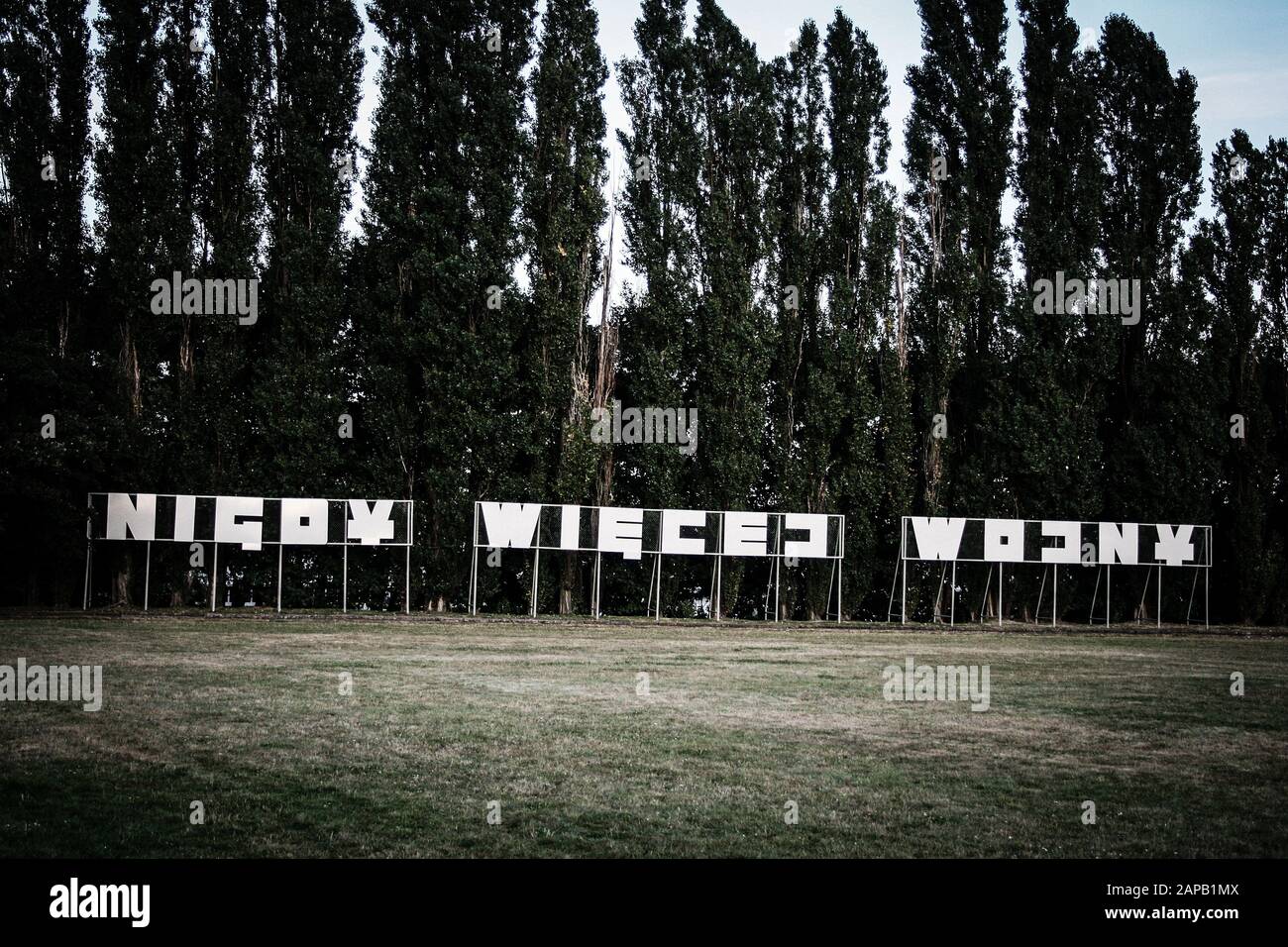 No more war sign in polish language at Westerplatte in Gdansk (Poland), where second world war have begun on 1st september 1939 Stock Photo