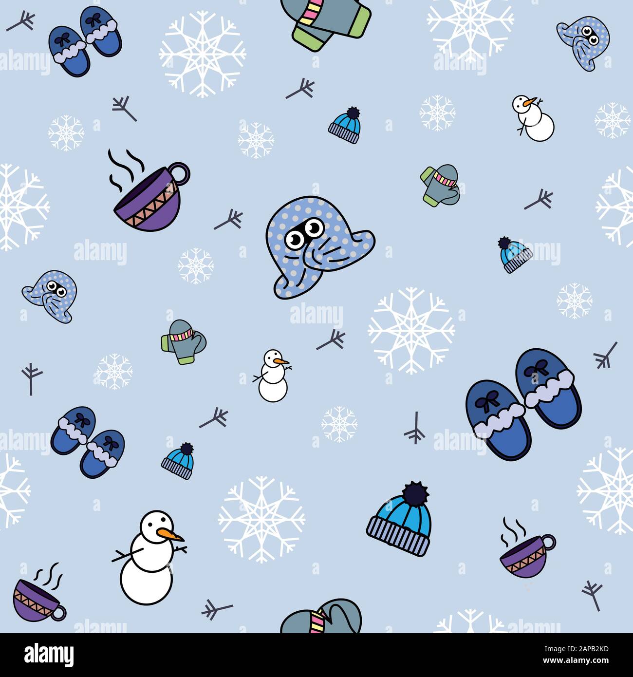 Blue winter themed seamless repeat pattern Stock Vector