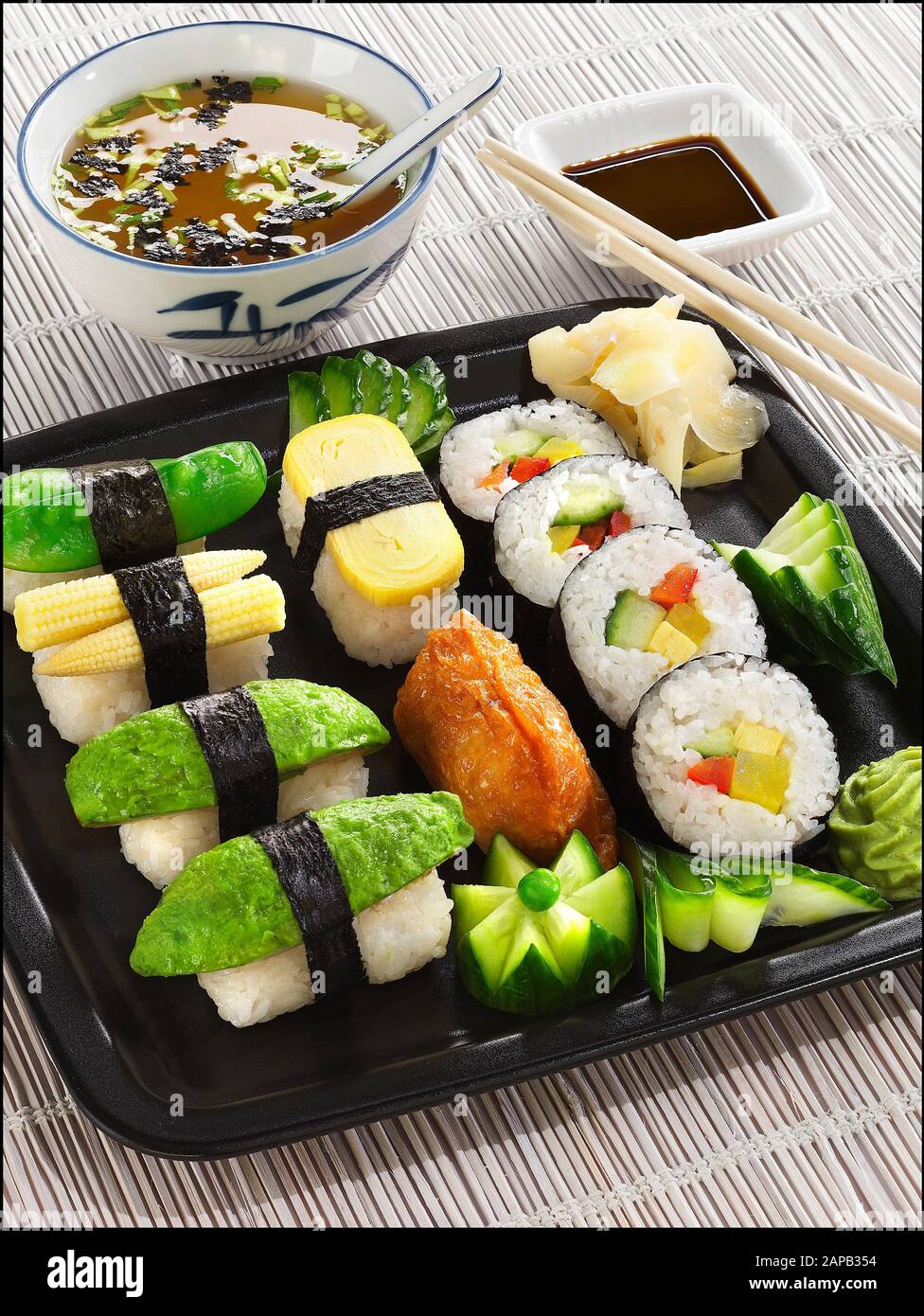 Vegetarian sushi, 12 pieces. Stock Photo