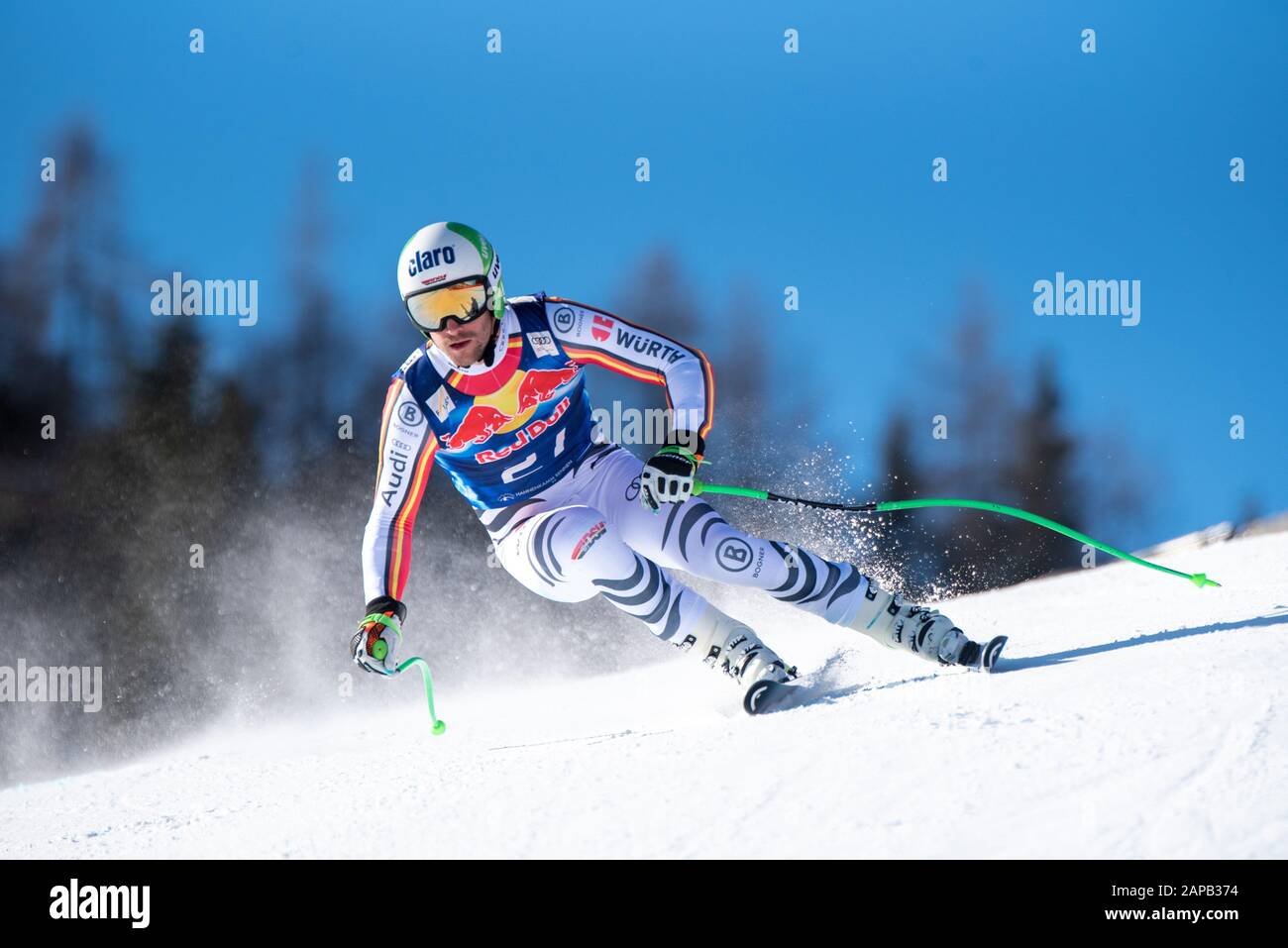 Dominik Schwaiger of Germany at the Ski Alpin: 80. Hahnenkamm Race 2020 - Audi FIS Alpine Ski World Cup - Men's Downhill Training at the Streif on January 22, 2020 in Kitzbuehel, AUSTRIA. (Photo by Horst Ettensberger/ESPA-Images) Stock Photo