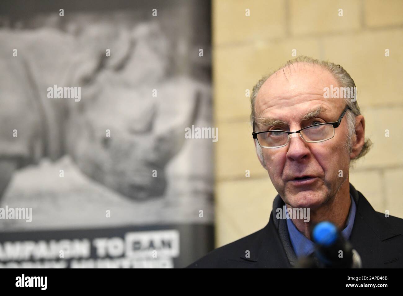 Ranulph Fiennes at the Houses of Parliament in Westminster, London, during an event calling for a ban on trophy hunting imports. Stock Photo