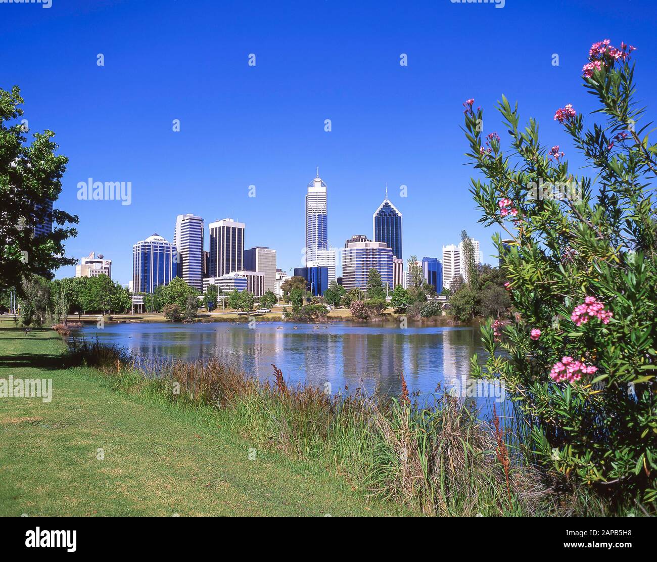 City view across Swan River, Perth, Western Australia, Australia Stock Photo