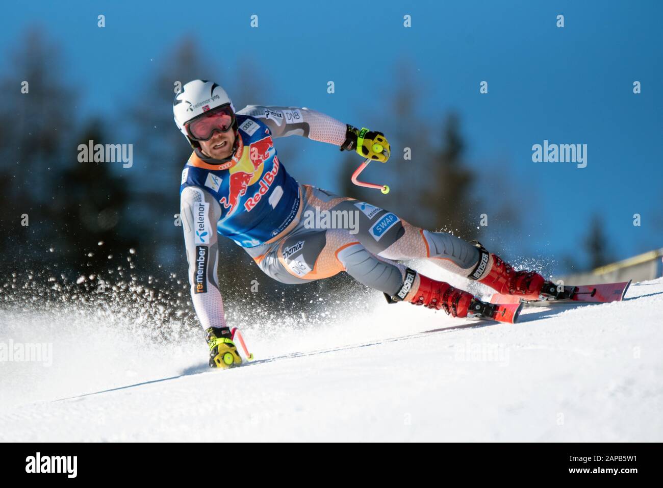 Aleksander Aamodt Kilde of Norway at the Ski Alpin: 80. Hahnenkamm Race 2020 - Audi FIS Alpine Ski World Cup - Men's Downhill Training at the Streif on January 22, 2020 in Kitzbuehel, AUSTRIA. (Photo by Horst Ettensberger/ESPA-Images) Stock Photo