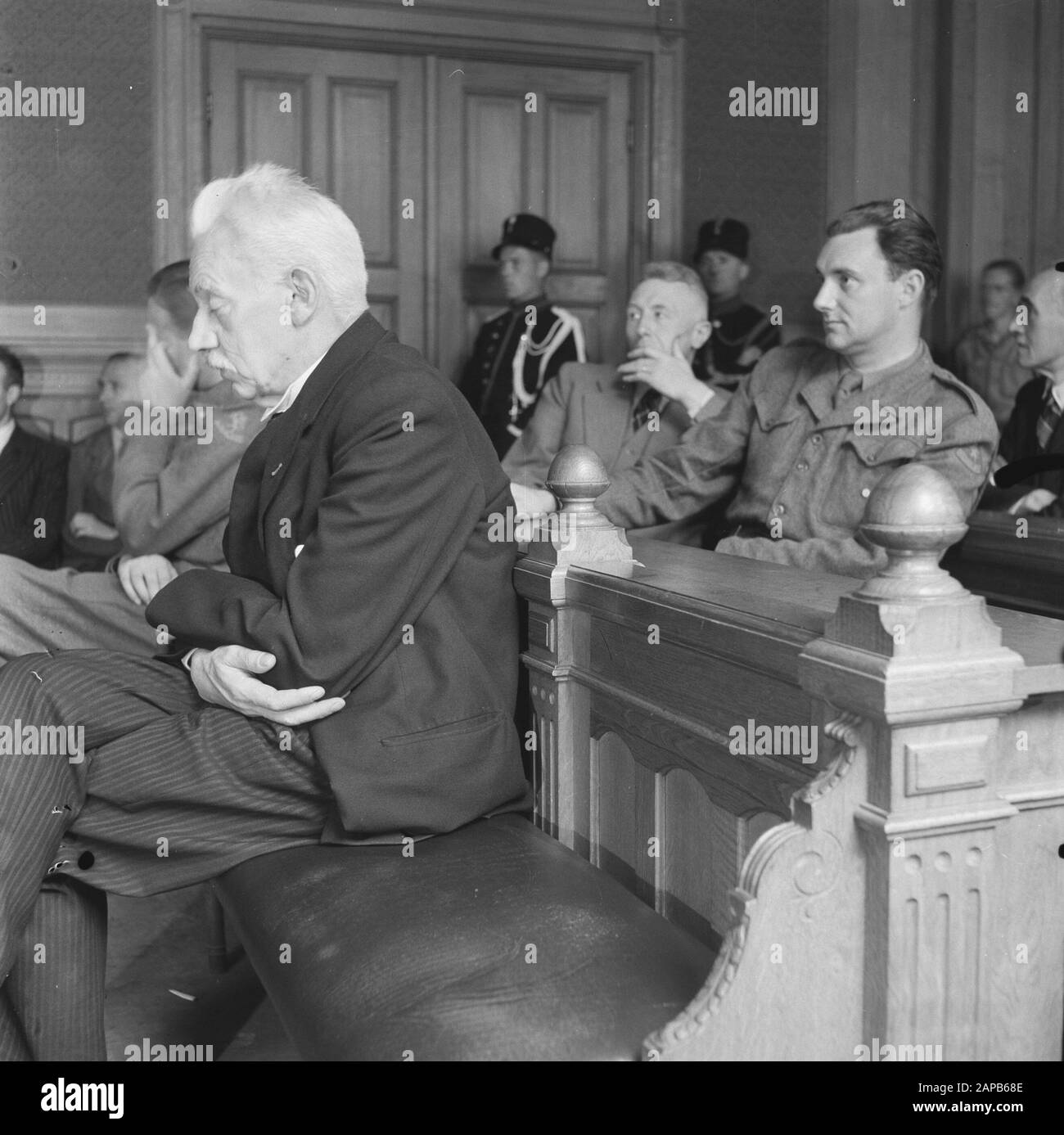 First session of the Tribunal Special Judiciary in Den Bosch Description: The accused Date: 25 July 1945 Location: Den Bosch Keywords: justice, World War II, purification Stock Photo