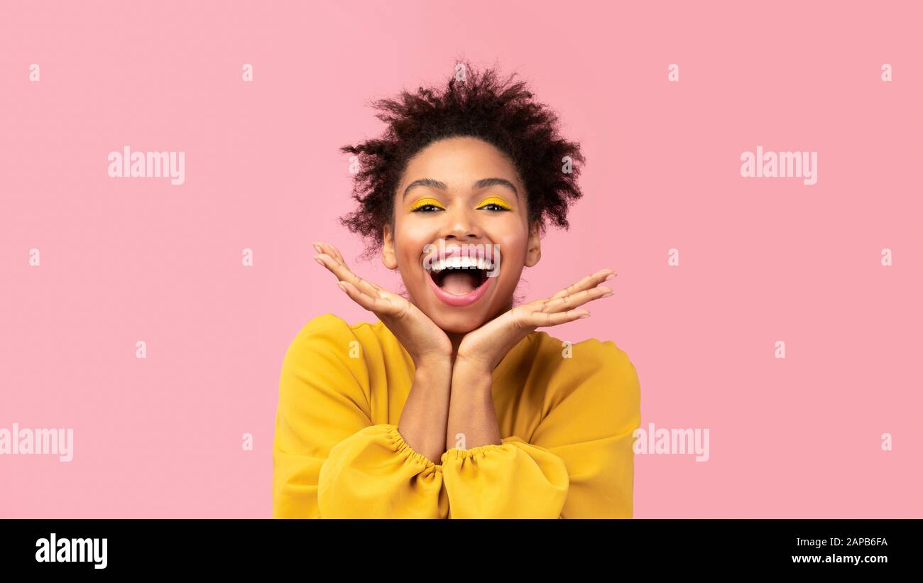 Portrait girl win lucky hi-res stock photography and images - Alamy