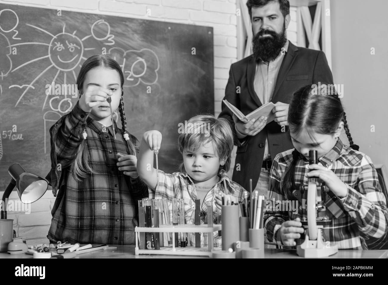 Children Making Science Experiments Education Chemistry Lab Happy Children Making Science Experiments Education Chemistry Lab Happy